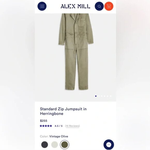 Alex Mill Standard Zip Jumpsuit in Herringbone - Picture 3 of 4